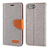 for BlackBerry Key 2 LE Case, Oxford Leather Wallet Case with Soft TPU Back Cover Magnet Flip Case for BlackBerry Athena (4.5”) Grey