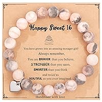 Yiyang 13th 16th 18th 21st 25th 30th 35th 40th 45th 50th 60th 65th 70th 75th 80th Birthday Gifts for Women Girls, Natural Stone Bracelet Birthday Gifts for Women Mom Daughter Grandma Sister Coworker