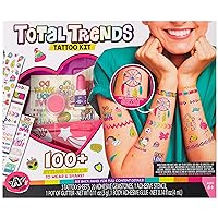 Angel Acade-Me by Anker Play Products, Total Trends Tattoo Kit - Easy Adhesive Stylish Temporary Tattoos - 100+ Stylish Tattoos Included + Glitter, Adhesive Glue, Cosmetic Brush & Gemstones