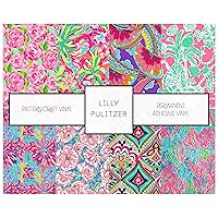 Lilly Pulitzer Inspired Patterned Vinyl Pastel Coral Patterned Permanent Vinyl Lilly Floral Pattern Adhesive Vinyl Bundle 12 inch by 12 inch - 3 Sheets (Mix & Match)