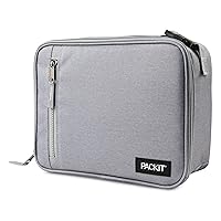 PackIt Freezable Classic Lunch Box, Gray Fog, Built with EcoFreeze® Technology, Collapsible, Reusable, Zip Closure With Front Pocket and Buckle Handle, For Work Lunches and Fresh Lunch On the Go