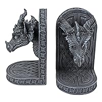 Design Toscano Friar Dragon Gothic Statue Book Ends, 7 Inch, Set of Two, Grey Stone