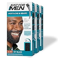 Mustache & Beard, Beard Dye for Men with Brush Included for Easy Application, With Biotin Aloe and Coconut Oil for Healthy Facial Hair - Jet Black, M-60, Pack of 3