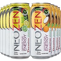 NEOZEN MOJITO and PINA COLADA Flavored Energy Drinks – Bundle Packet Mix, 132 mg Natural Caffeine, Vitamin C, B6, B12 – Sugar Free, Zero Calorie, Gluten Free, Vegan, Keto, 11.2 Fl oz (24 Pack)