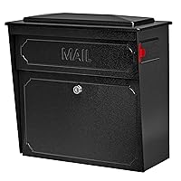 Mail Boss 7172 Townhouse Locking Security Wall Mount Mailbox, Black, Pack of 1