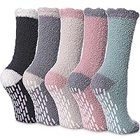 LINEMIN Non Slip Fuzzy Socks for Women Cozy Hospital Socks Soft Fluffy with Grips Socks Winter Warm Slipper Socks