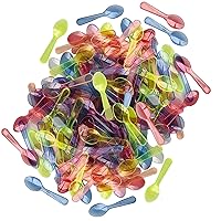 Mini Taster Spoons - Clear Plastic - Blue, Pink, Green, Yellow, Orange - 150 Pack by Outside the Box Papers