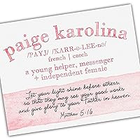 Paper Co. Name Story with Bible Verse Nursery Art Name Meaning First Name and Middle Name Personalized with Bible Verse Based on Meaning Nursery Art Baby Shower Gift Baby Girl Pink