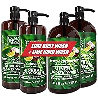 Hemp & Coconut Lime Body Wash for Women and Men - Pack of 2 (67.6 fl. oz) Hemp & Coconut Lime Hand Soap - Pack of 2 (67.6 Fl. Oz) - BUNDLE