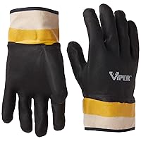 Galeton Viper Double Coated PVC Gloves Safety Cuff Black (Pack of 12) 7110,Large