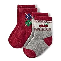 Gymboree Boys and Toddler Crew Socks, Holiday Truck, 0-6 Months