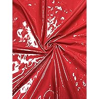 Polyester Spandex Shiny Red Faux Vinyl 2 Ways Stretch Fabric