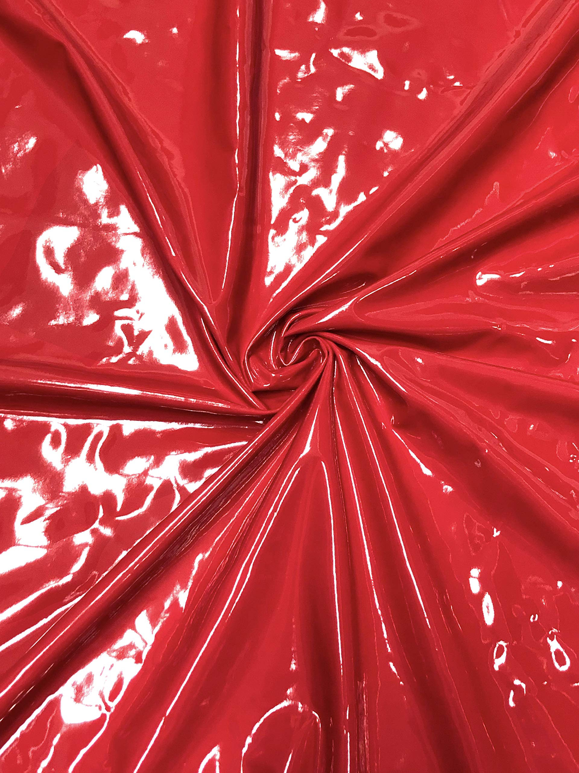 Polyester Spandex Shiny Red Faux Vinyl 2 Ways Stretch Fabric