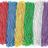 144 Pcs Mardi Gras Beads Bulk, 33 Inch 7mm Assorted Colors Carnival Beaded Necklaces For Mardi Gras Festivals, Mardi Gras Parades, Night Club Dress-up Events Party Costume