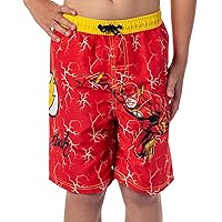 DC Comics The Flash Boys' Swim Trunks Kid Board Shorts with Mesh Lining Youth Swimwear