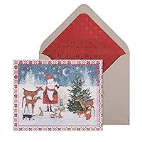 Christmas Boxed Card Set, Santa And Woodland Animals, Includes a Holiday Sentiment and Coordinating Envelope, Set of 10 (NXB-0013), multicolored, 3.75