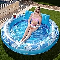 Sloosh Tanning Pool Lounger Float, Luxury Fabric Large Pool Floats Inflatable Lake Float Heavy Duty Suntan Tub for Lake, Outdoor, Backyard, Swimming Pool