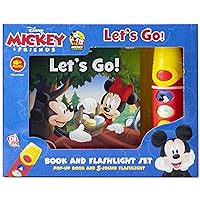 Disney - Mickey & Friends Let's Go - Book and Flashlight Set Pop-up Book and 5 Sound Flashlight - Play-a-Sound - PI Kids