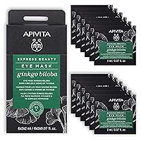 APIVITA Express Beauty Eye Mask with Ginkgo Biloba, Cucumber & Chamomile - Moisturizes, Rejuvenates, Reduces Dark Circles & Signs of Fatigue for All Skin Types - 12 Packettes x 0.07 Fl Oz