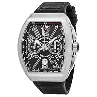 Vanguard Mens Black Face Automatic Chronograph Date Black Rubber Strap Swiss Watch V 45 CC DT AC BR NR