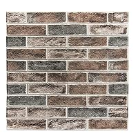 Art3d 10-Pack 52.5 Sq.Ft Faux Brick 3D Wall Panels Peel and Stick in Gray Brown, Self Adhesive Waterproof Foam Wallpaper for Bedroom, Bathroom, Kitchen