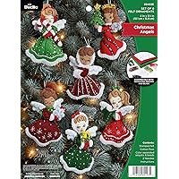 Bucilla Felt Applique 6 Piece Ornament Making Kit, Christmas Angels, Perfect for DIY Arts and Crafts, 89493E