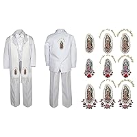 Baby Boy Communion Formal White Paisley Suit Gold Guadalupe Stole & Back SM-20