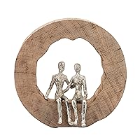 Aluminum Couple in Mango Wood, Silver/Brown, 12
