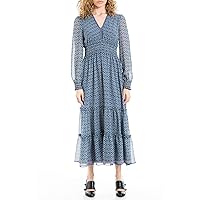 Max Studio Women's Long Sleeve V-Neck Maxi Dress