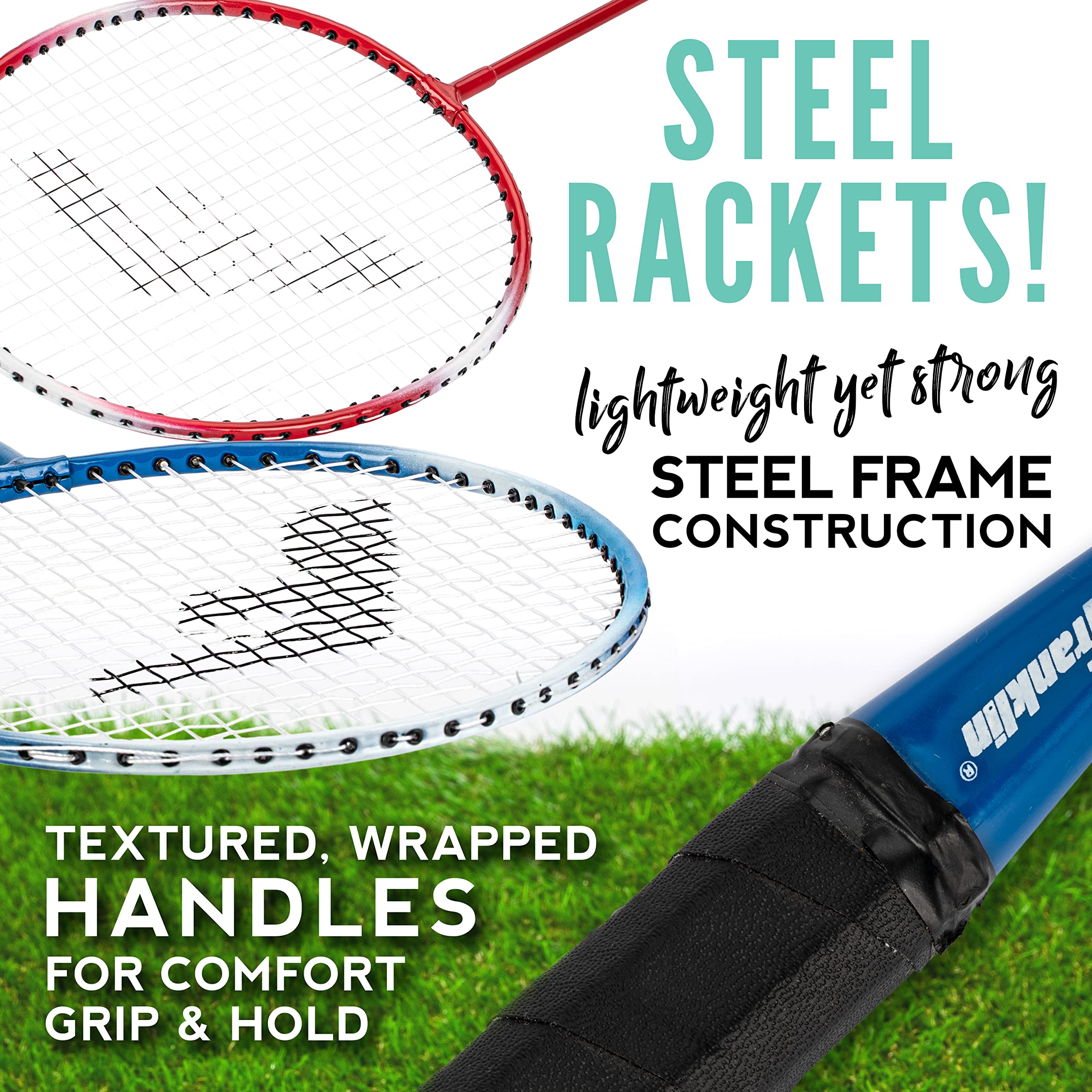 Franklin Sports Badminton Racket + Birdie Set - Replacement Badminton Equipment for Kids + Adults - 2 Player - 4 Player Badminton Racket Sets
