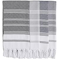 BOSPHORUS Set of 4 - Turkish Cotton Bath and Beach Towel for Adults, Beach Blanket, Light Compact Travel Towel, Quick Dry Sand Free, Diamond Weave, Prewashed, XL 71x36 Inches (Grey-Fume-Black-Navy)