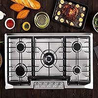 Empava 36 Inch Gas Stove Cooktop 5 Italy Sabaf Sealed Burners NG/LPG Convertible in Stainless Steel
