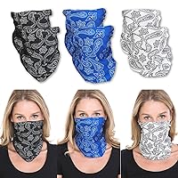 Balaclava Face Mask, Neck Gaiter, UV Protector Hood Motorcycle Ski Snowboarding Cycling Hunting Scarf for Men Women Kids (Blue, Black, White)