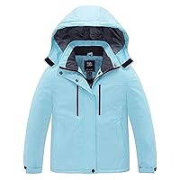 ZSHOW Girls' Ski Jacket Waterproof Fleece Raincoat Windproof Warm Winter Coat with Detachable Hood