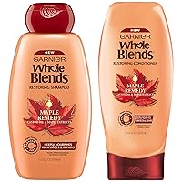 Garnier Whole Blends - Maple Remedy - Paraben Free Vegan Formula - Shampoo & Conditioner Set - Net Wt. 12.5 FL OZ (370 mL) Per Bottle - One Set