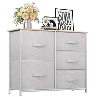YITAHOME Dresser with 5 Drawers - Fabric Storage Tower, Organizer Unit for Bedroom, Living Room, Hallway, Closets & Nursery - Sturdy Steel Frame, Wooden Top & Easy Pull Fabric Bins
