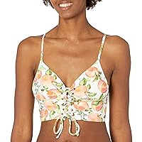 BCBGeneration Women's Standard Midkini Swimsuit Top with Lace Up Front and Adjustable Straps