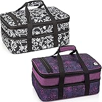 VP Home Double Casserole Henna Tattoo and Black n White Flower Insulated Travel Carry Bag
