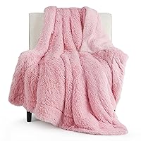 Bedsure Faux Fur Pink Throw Blanket – Fuzzy, Fluffy, and Shaggy Pink Blankets, Soft and Thick Sherpa, Cozy Warm Decorative Gift, Throw Blankets for Couch, Sofa, Bed, 50x60 Inches, 640 GSM