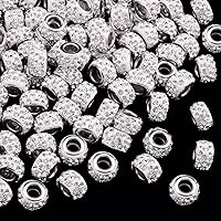 ANCIRS 100pcs 12mm Large Hole Rhinestone European Beads, Large Hole Rondelle Spacer Beads, Diamond Hair Beads for European Bracelet Snake Chain Charm Bracelet (White)