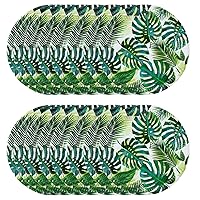Talking Tables Green Tropical Plates-24 Pack | Palm Leaf Disposable Paper Tableware for Kid's Jungle Party, Hawaiian Theme, Summer Luau, Picnic, 24pack