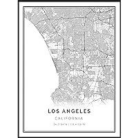 Los Angeles map Poster Print | Modern Black and White Wall Art | Scandinavian Home Decor | California City Prints Artwork | Fine Art Posters 16X20