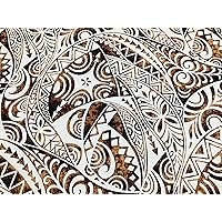Brown Swirly Tribal 100% Cotton Hawaiian Print Fabric Sold by The Yard