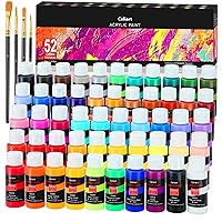 Acrylic Paint Set With 4 Brushes, 52 Colors (59ml, 2oz) Art Craft Paints for Artists Kids Adults, Aesthetic Cute Preppy Stuff School Supplies, Canvas Ceramic Wood Rock Painting Supplies Kit , Mothers Day Gift for Mom