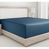 California Design Den Fitted King Sheet Only, Deep Pocket Soft 400 Thread Count 100% Cotton, No Pop-Off Elastic, Durable Sateen Weave Sheet Only (King, Peacock Blue)