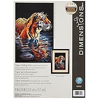 Dimensions 'Tiger Chilling Out' Counted Cross Stitch Kit, 18 Count Black Aida, 9