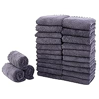 Sunny zzzZZ 24 Pack Kitchen Towel (Grey, 10 x 20 Inch) - Does Not Shed Fluff - No Odor Reusable Dish Towels, Premium Dish Cloths, Super Absorbent Coral Fleece Cleaning Towels