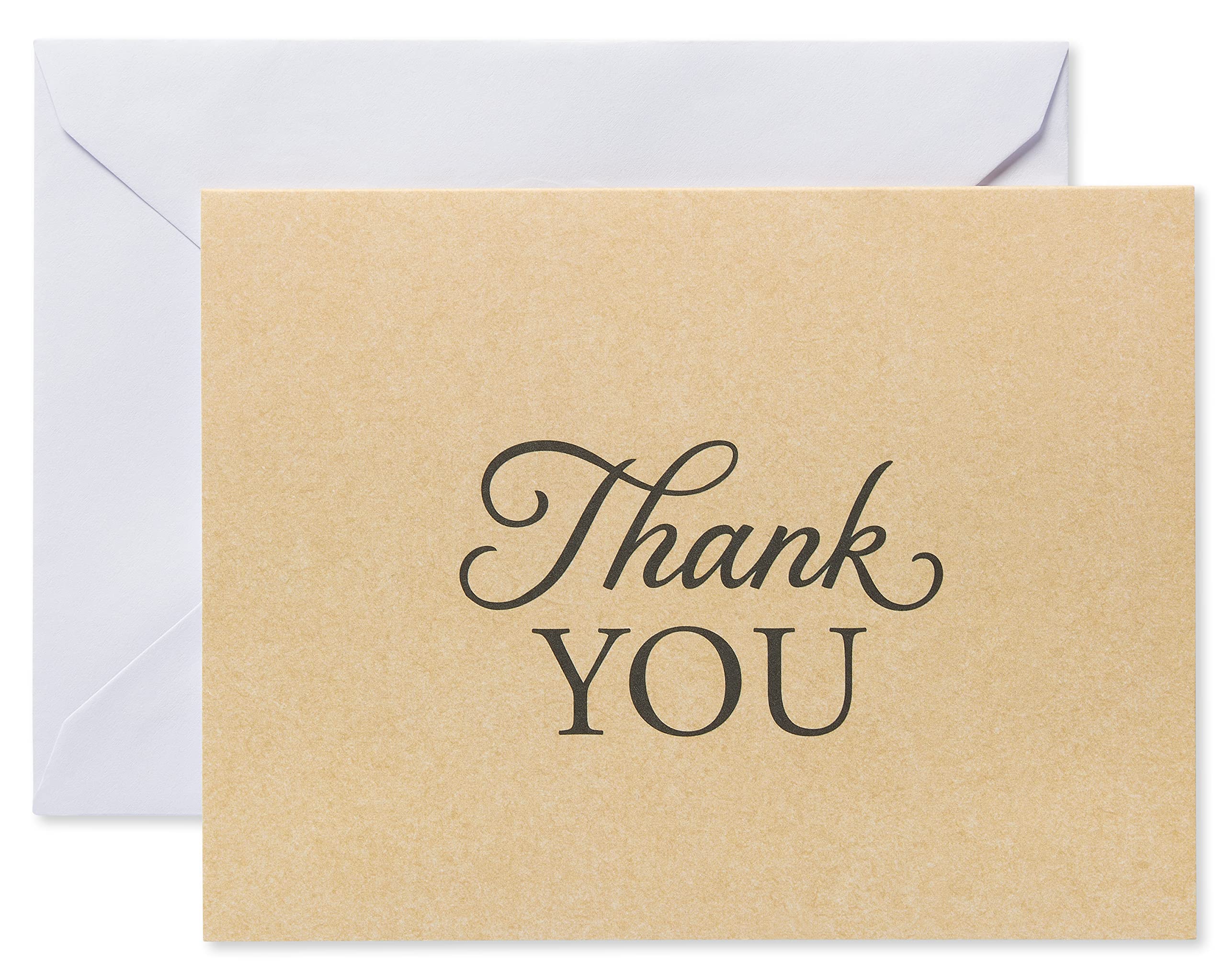 American Greetings Thank You Cards with Envelopes, Brown Kraft-Style (50-Count)