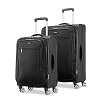 Ascella X Softside Expandable Luggage with Spinners, Black, 2PC SET (Carry-on/Medium)