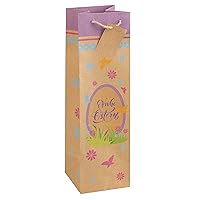 31437 Bottle Bag Happy Easter, 35 x 10 x 10 cm, Kraft Paper, Carry Bag, Gift Packaging